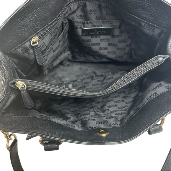 Michael Kors Hamilton Black Pebbled Leather Top Handle Satchel Crossbody Bag - Picture 7 of 13